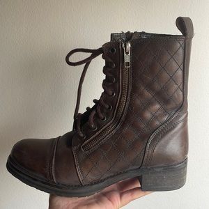 Brown leather Steve Madden combat boots